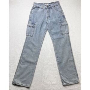 D Rock Jeans Womens 8 Light Blue Cargo High Rise Straight Leg Casual Relaxed NWT
